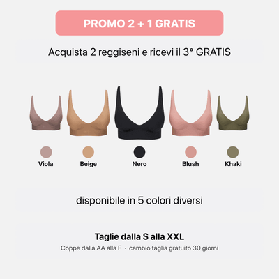 Reggiseno Comfort Saymika disponibile in 5 colori: nero, beige, khaki, blush e viola