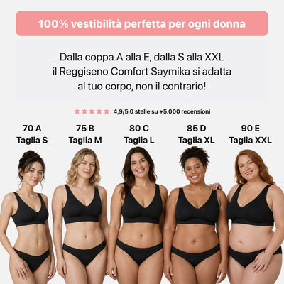 Il Reggiseno Comfort Saymika dalla coppa A alla E e dalla taglia S alla XXL