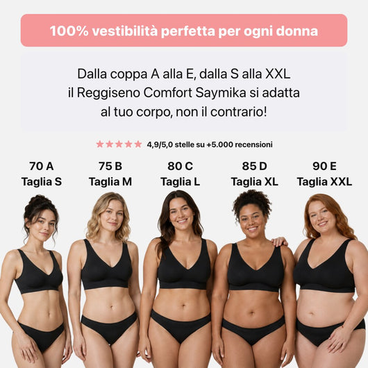 Il Reggiseno Comfort Saymika dalla coppa A alla E e dalla taglia S alla XXL